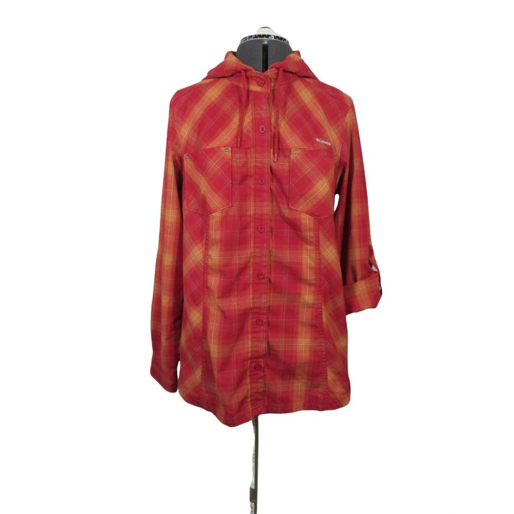 Columbia Titanium women's hooded roll tab‎ long sleeve layer shirt L